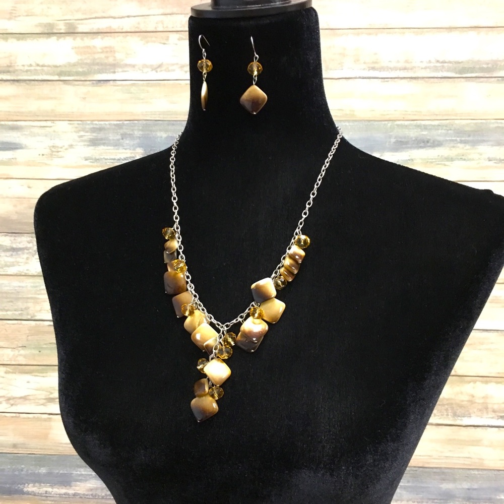 Necklace and Earring SET Faux Tiger Eye